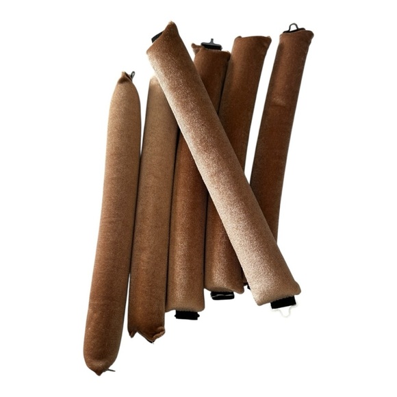 Set of 6 Velvet No Heat Hair Rollers, Fawn Brown, Heatless Curlers set overnight - Picture 2 of 8